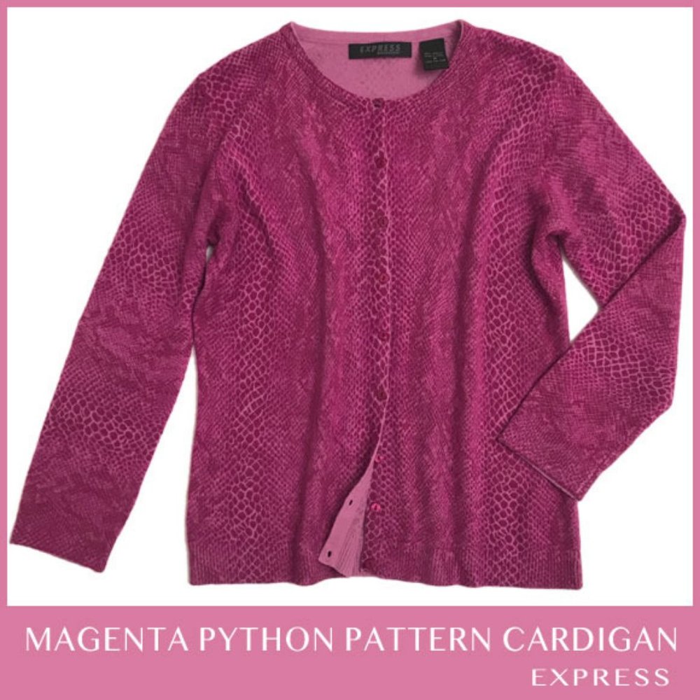 Express Magenta Python Pattern Cardigan Size M - image 1